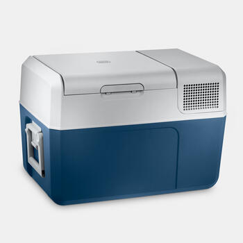 Mobicool MCF60 - Kompressor-Kühlbox mit 58 Liter Fassungsvermögen, Blau/Grau, 12/24 V DC/100–240 V AC 